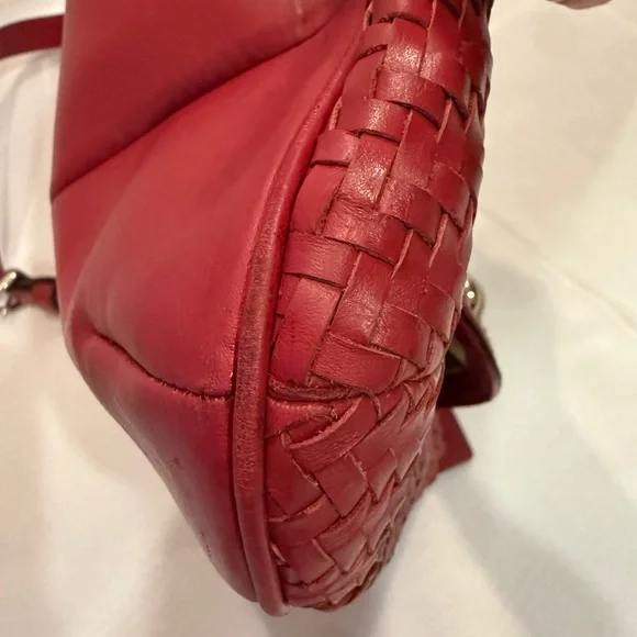 Vintage Coach 19314 Red Kristin Woven Leather Shoulder Bag Purse Hobo - Picture 13 of 13